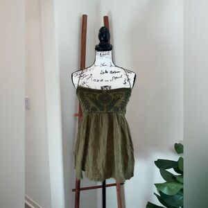 Free People Olive Green Textured Top